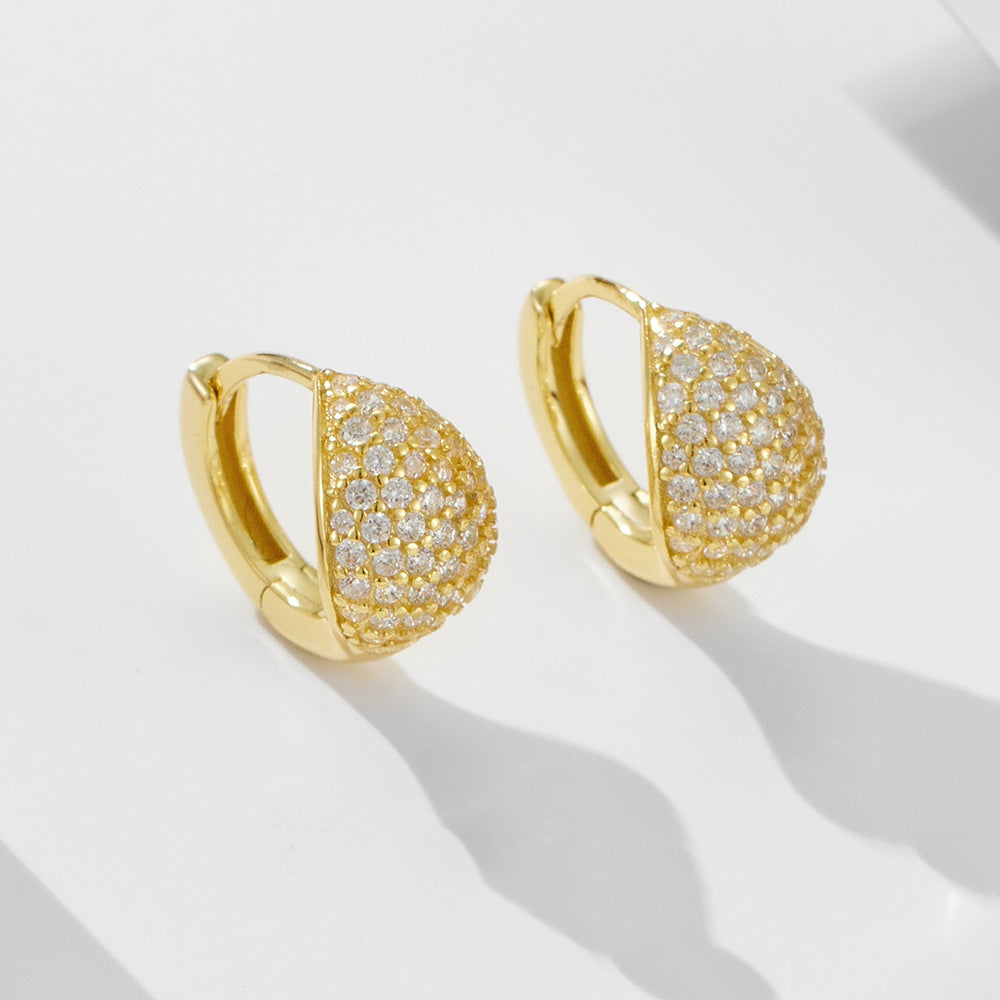 925 Sterling Silver Small Hoop Earrings, Full Pave Zirconia Huggie Hoops for Women, Luxury Geometric Round Ear Buckles, Hypoallergenic Fine Jewelry