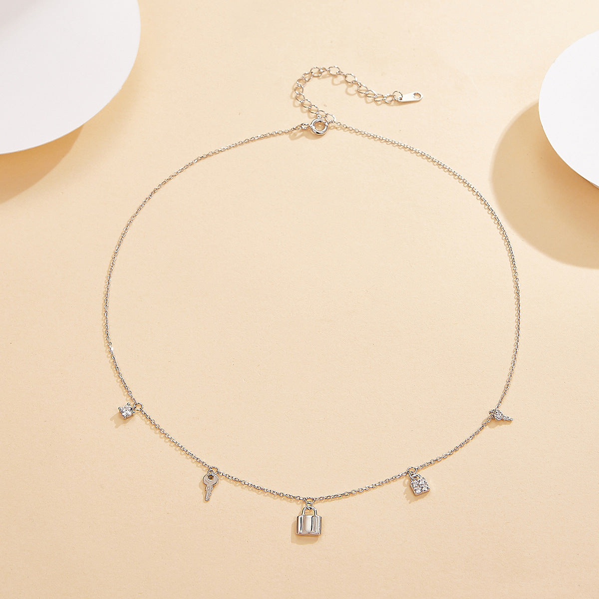 Key Lock Fringe Necklace - S925 Silver Sweet Cool Layered Choker
