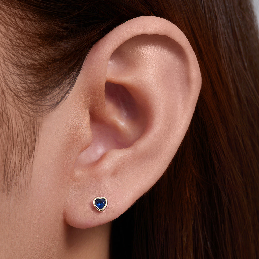 925 Sterling Silver Geometric Opal Labret Stud, Threaded Cartilage Piercing High-End Trendy Jewelry