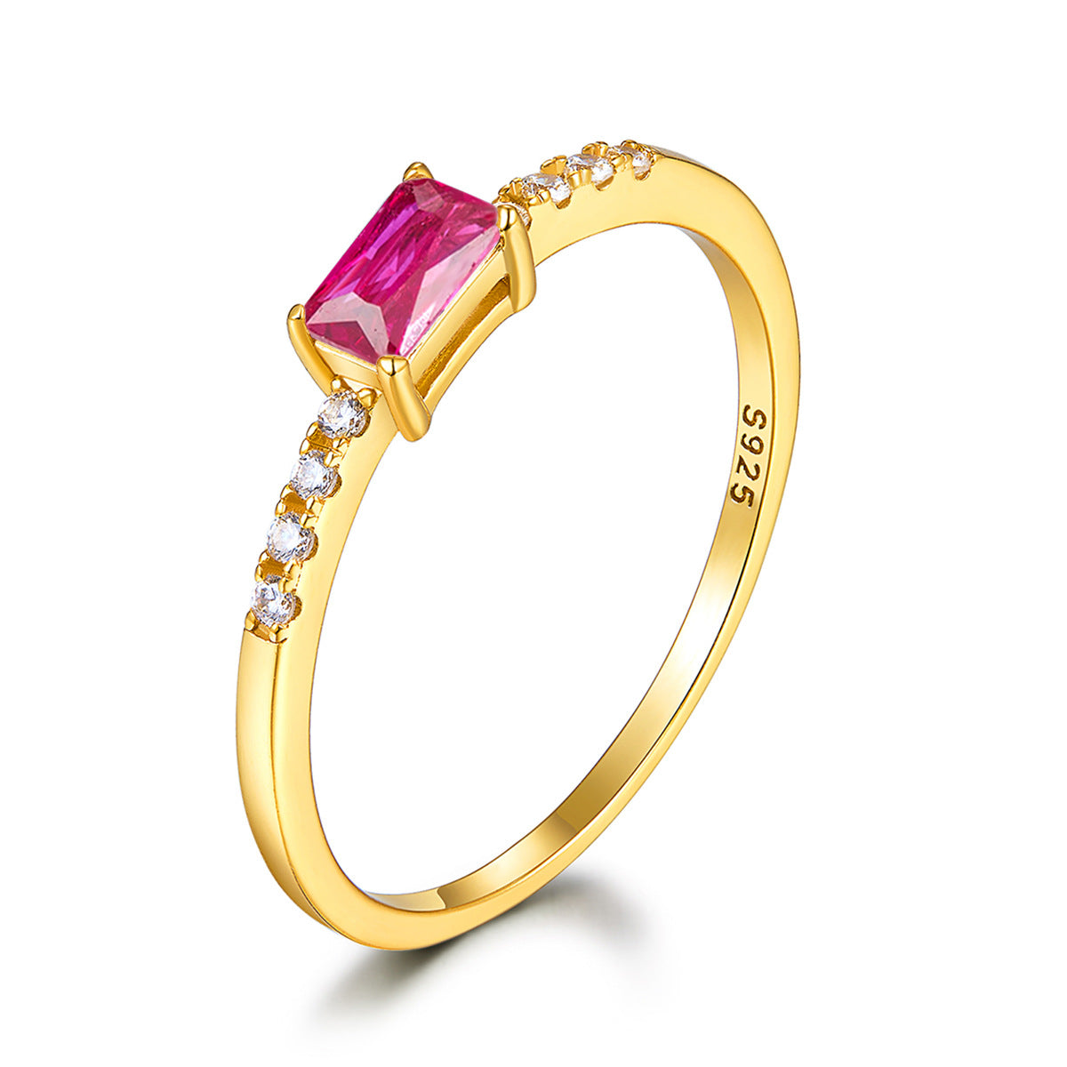 Colored Zircon Gold-Tone Ring - S925 Sterling Silver Minimalist Light Luxury Wholesale