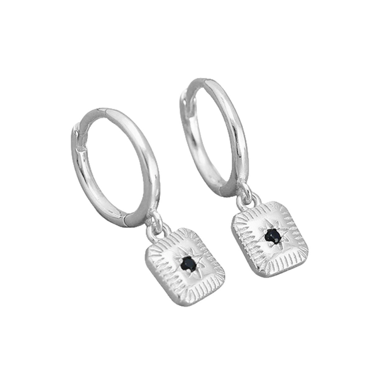 Square Zircon Hoop Earrings - S925 Silver Niche Minimalist Jewelry