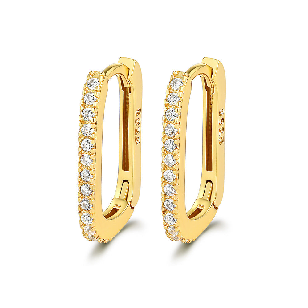 Oval Zircon Ear Cuffs - 925 Sterling Silver European Wholesale Jewelry