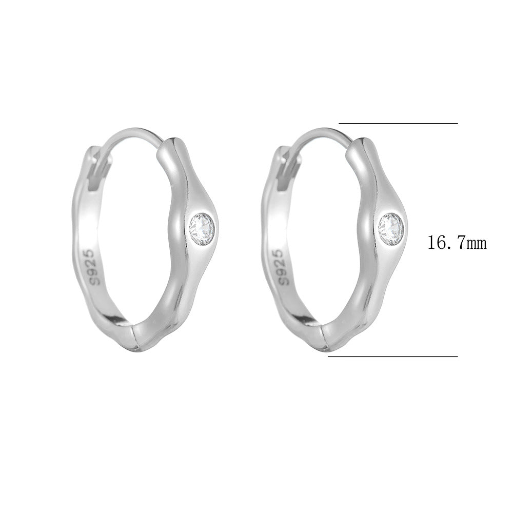 Sterling Silver Unique Geometric Hoop Earrings for Women, Elegant Chic Commuter Accessory