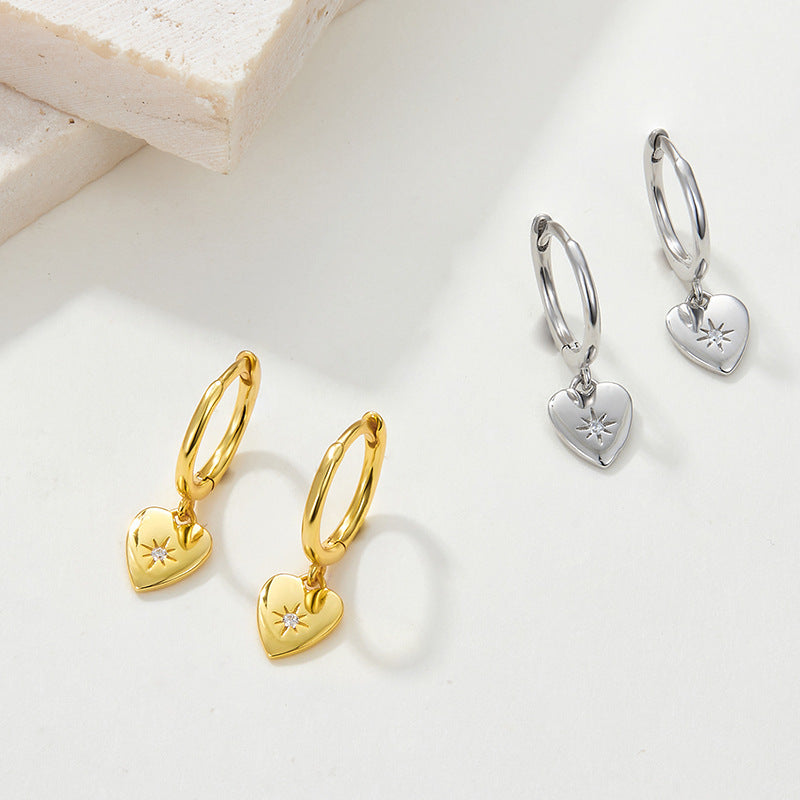 Heart Ear Cuffs - 925 Silver Stackable Light Luxury Wholesale