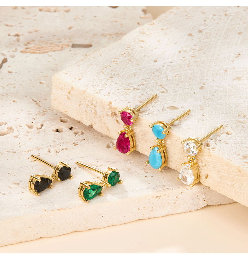 Teardrop Earrings - S925 Silver Colored Zircon Minimalist Earrings