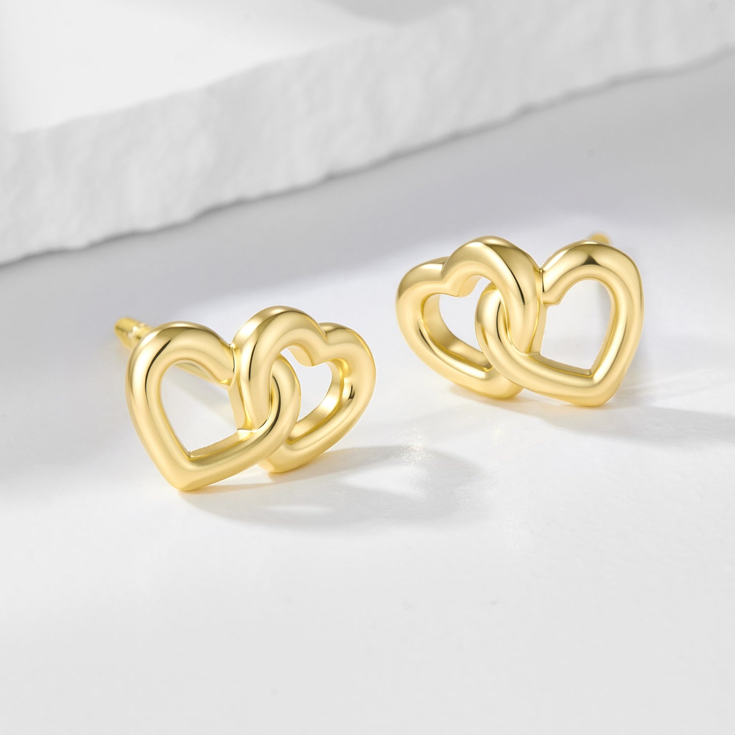 S925 Silver Interlocked Hearts Design Earrings - Minimalist Chic Aesthetic Accessories