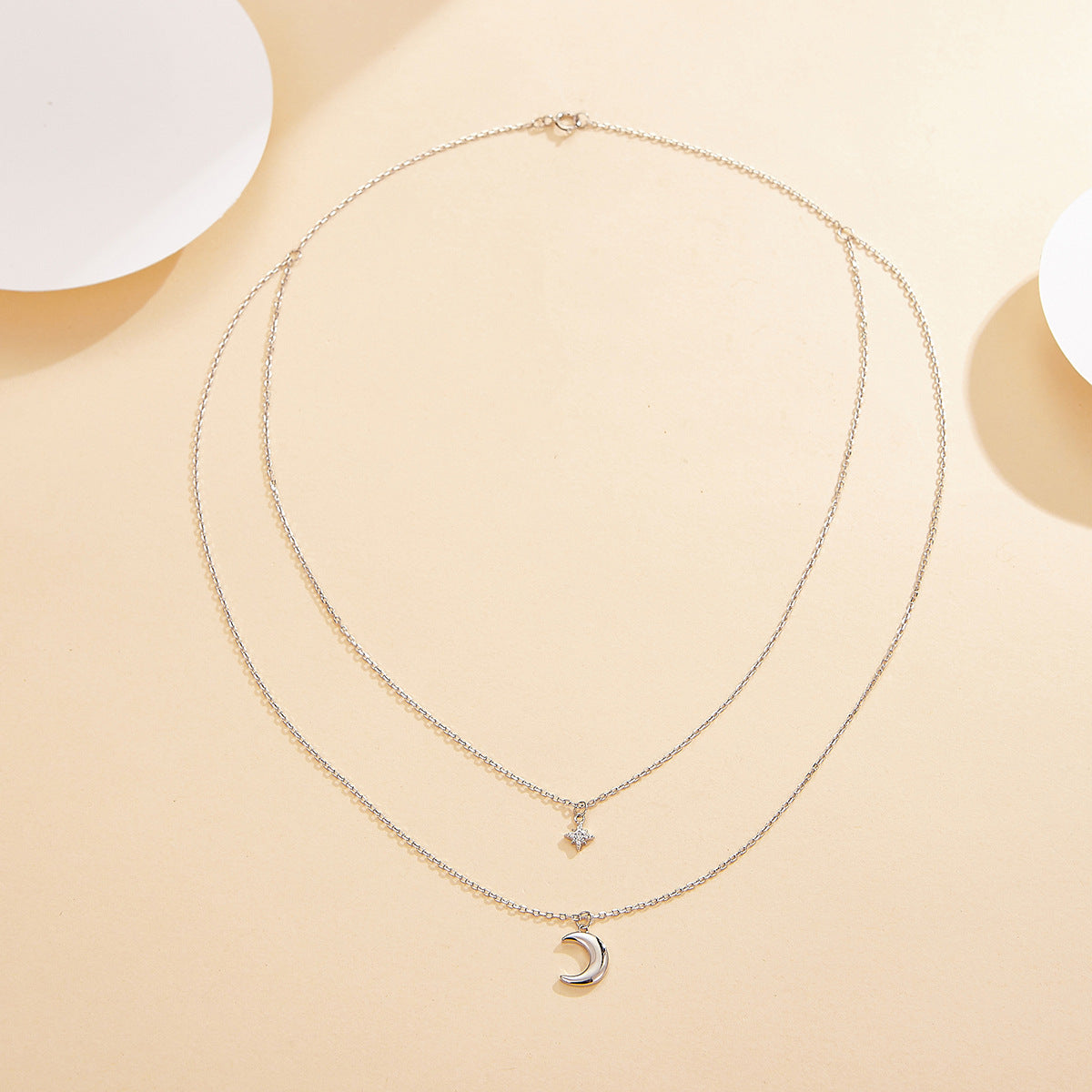 Star Moon Double Necklace - S925 Silver Sweet Best Friend Gift