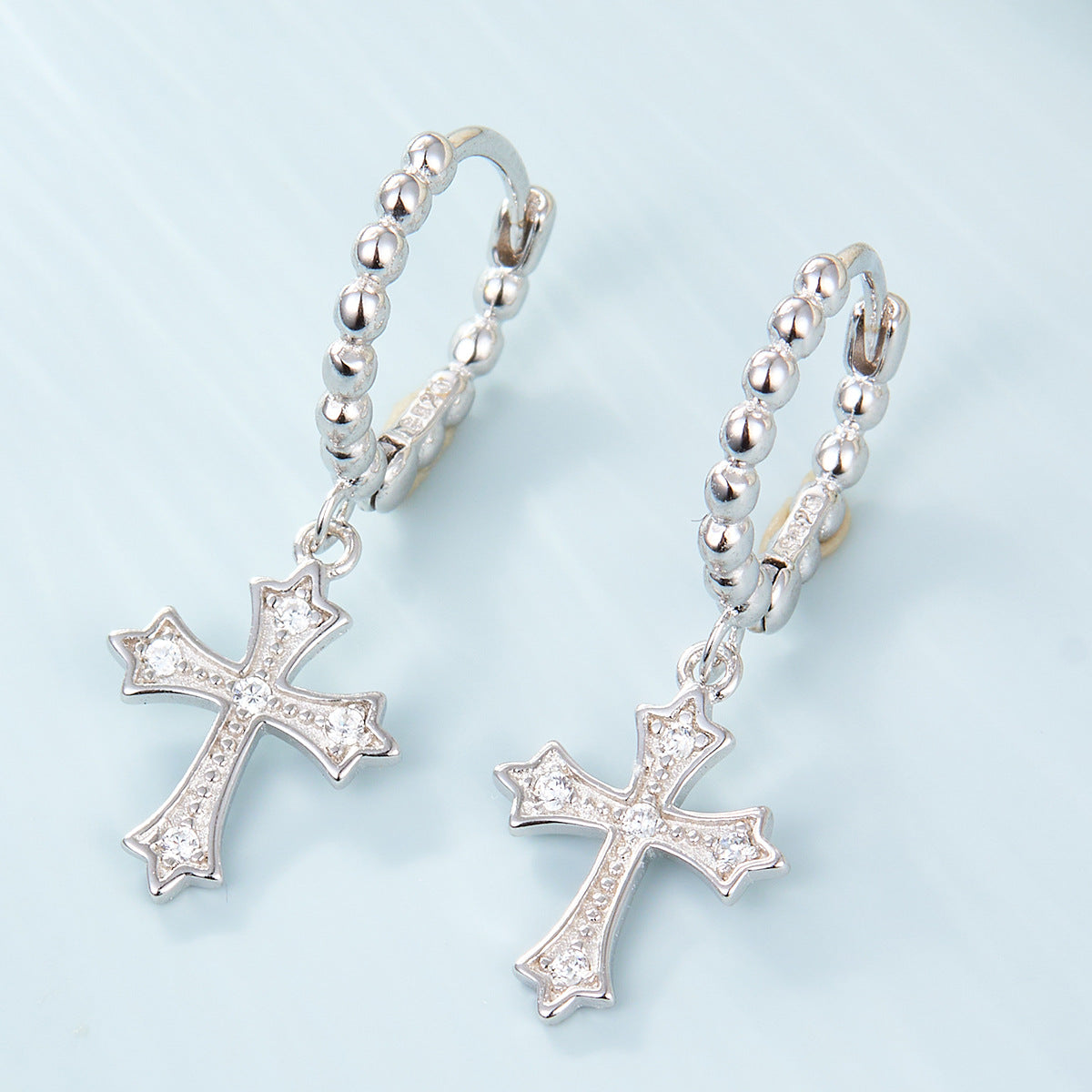 Micro-Inlaid Cross Earrings - S925 Sterling Silver Fashion Personalized Jewelry