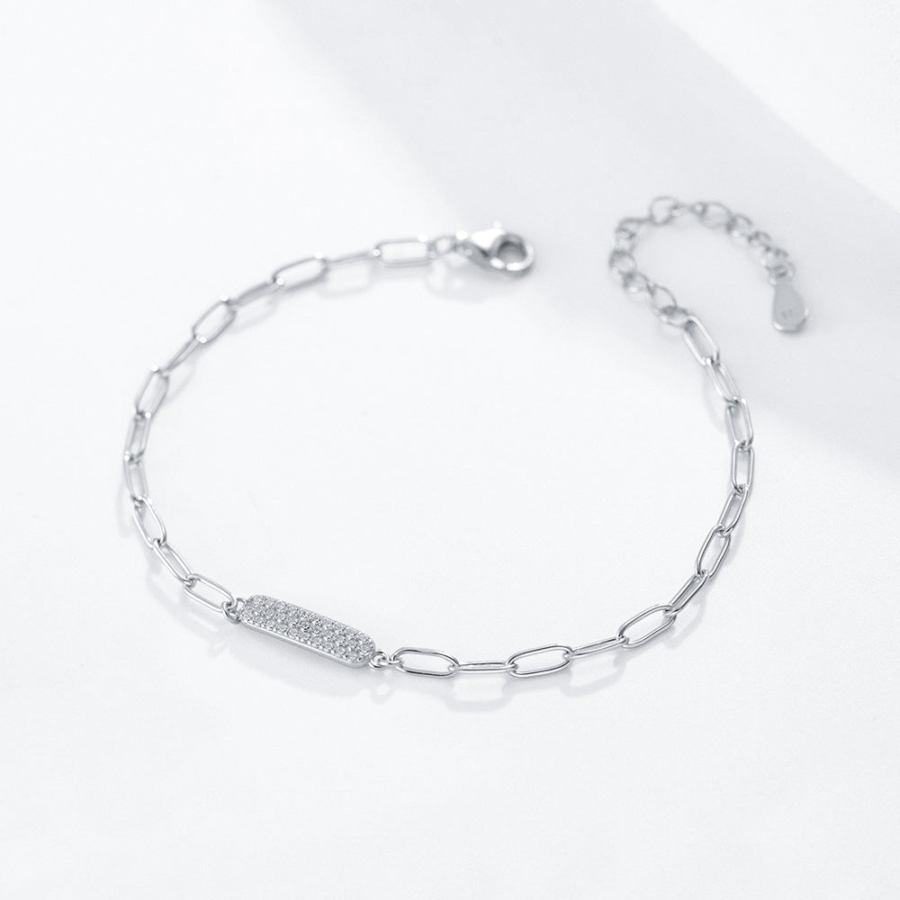 925 Sterling Silver Micro-Pave Zirconia Bracelet, Minimalist High-End Light Luxury Jewelry