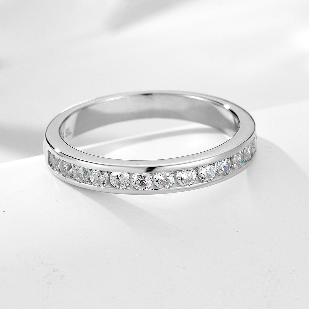 925 Sterling Silver 2mm Zirconia Eternity Ring, Minimalist Daily Jewelry