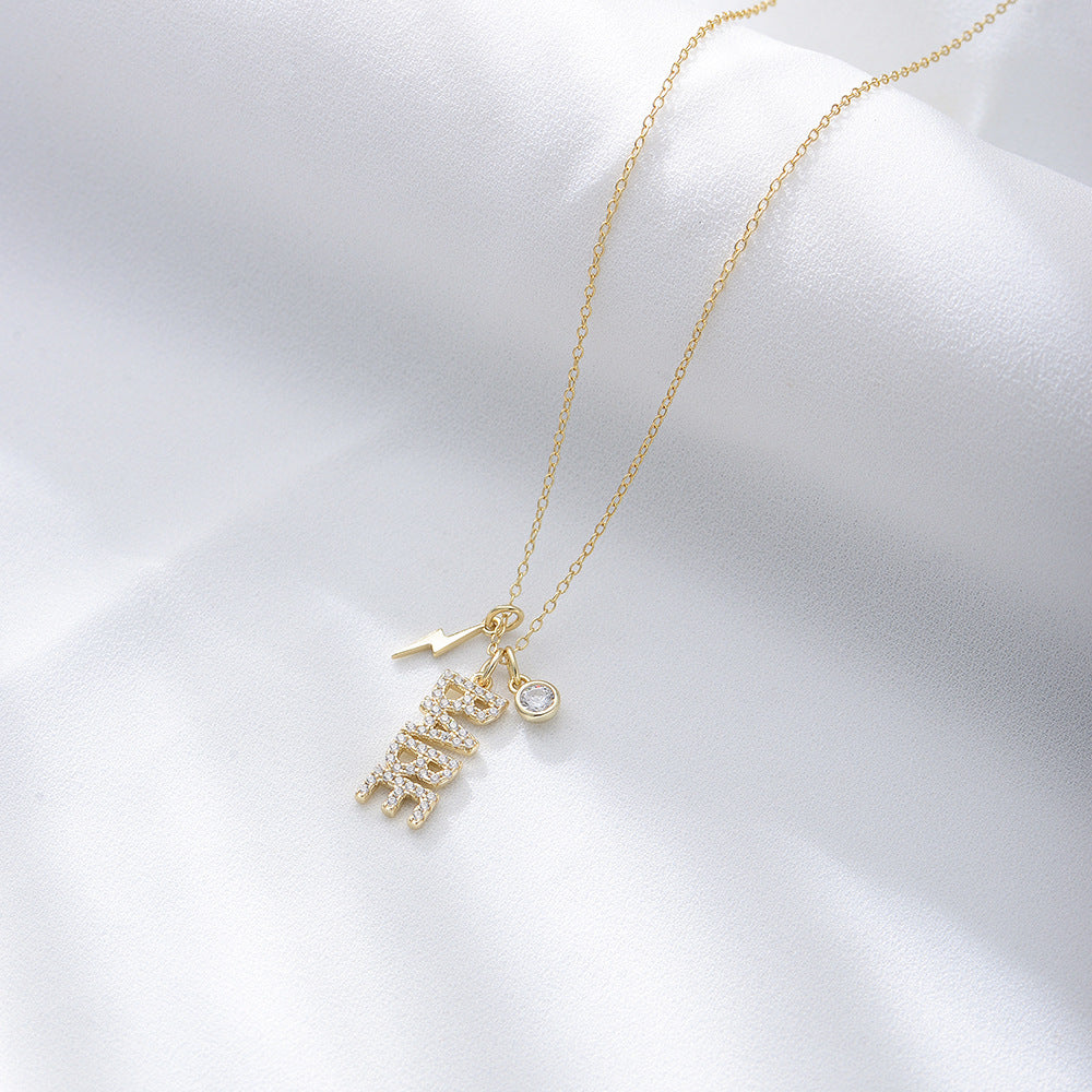 925 Sterling Silver BABE Letter Necklace, Zirconia Alphabet Pendant