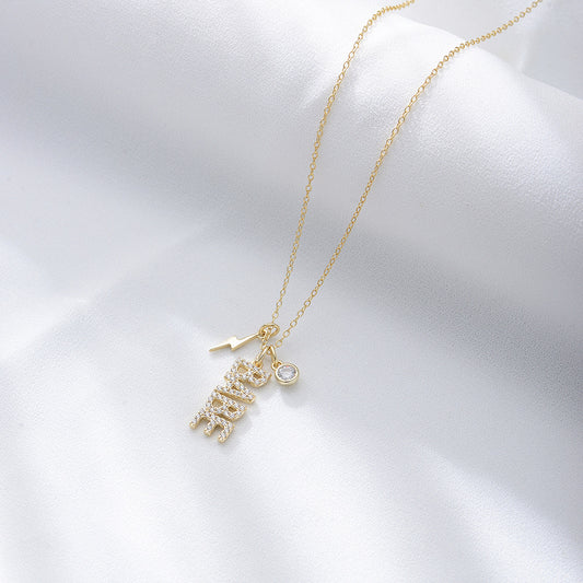 925 Sterling Silver BABE Letter Necklace, Zirconia Alphabet Pendant