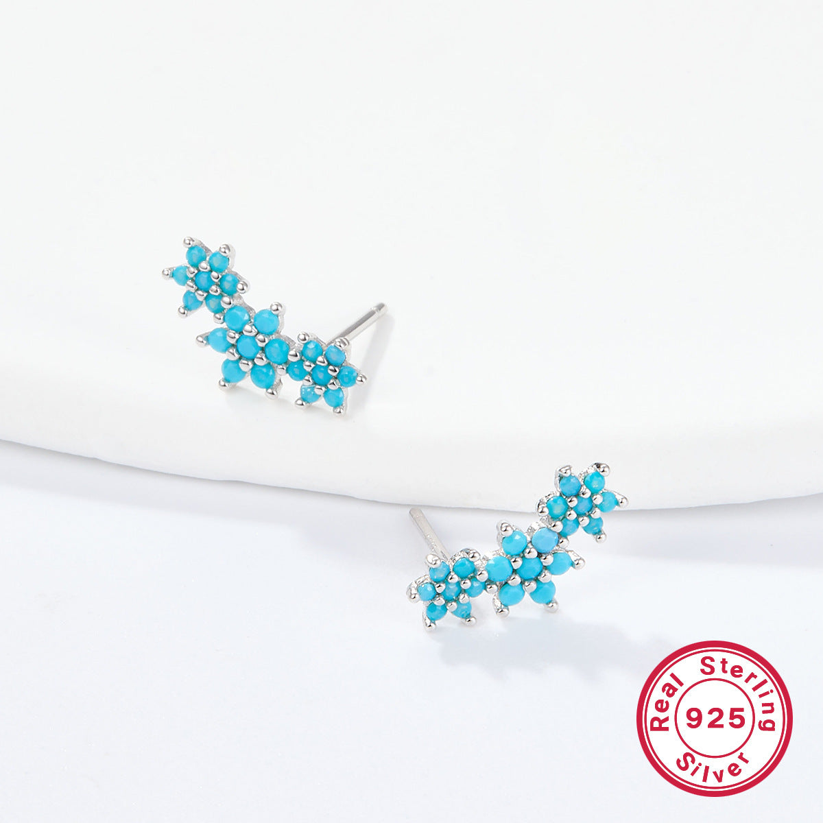 INS Style Floral Stud Earrings | S925 Sterling Silver with Zircon Inlay