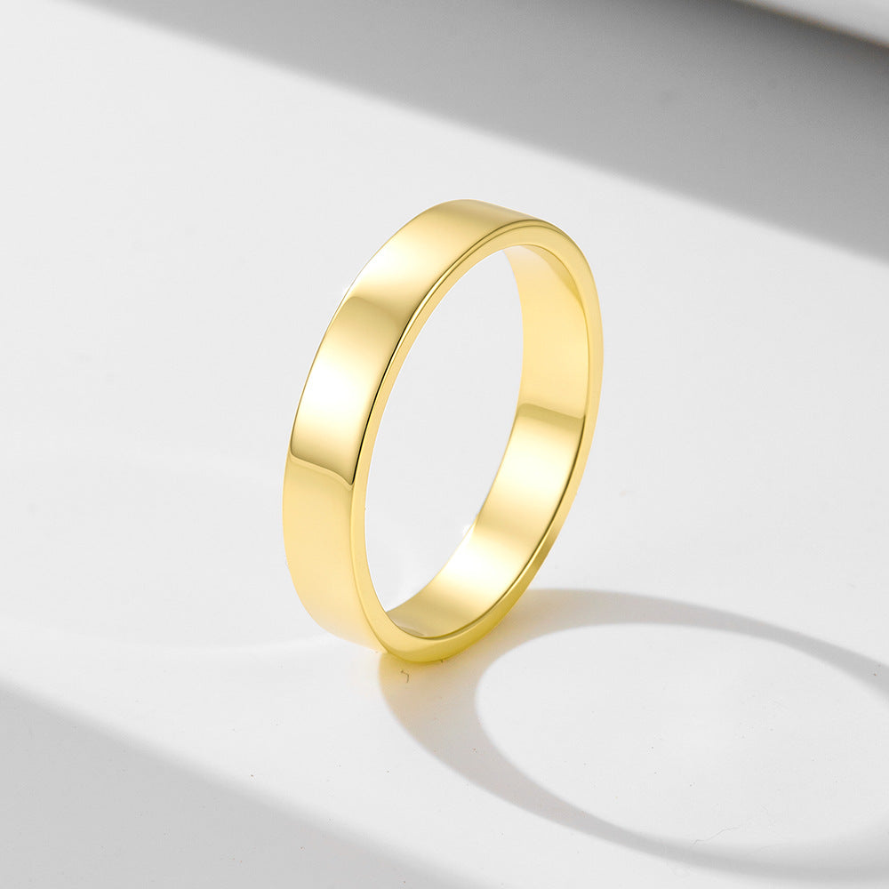 925 Sterling Silver Minimalist Wide Band Ring, High-Polished Gold Plated Plain Hoop Jewelry