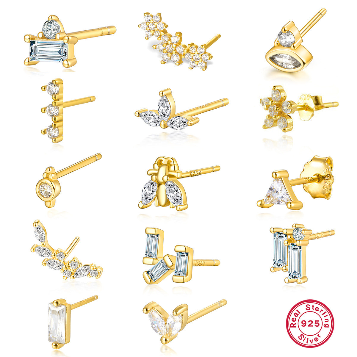 Zircon Stud Earrings - S925 Silver Minimalist Trending