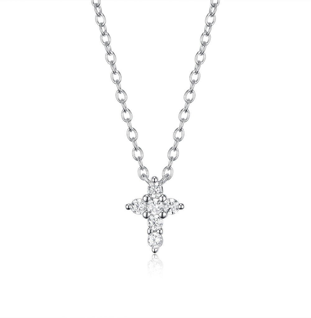 S925 Silver Cross Necklace | Christian Collarbone Chain | Niche Women‘s Jewelry