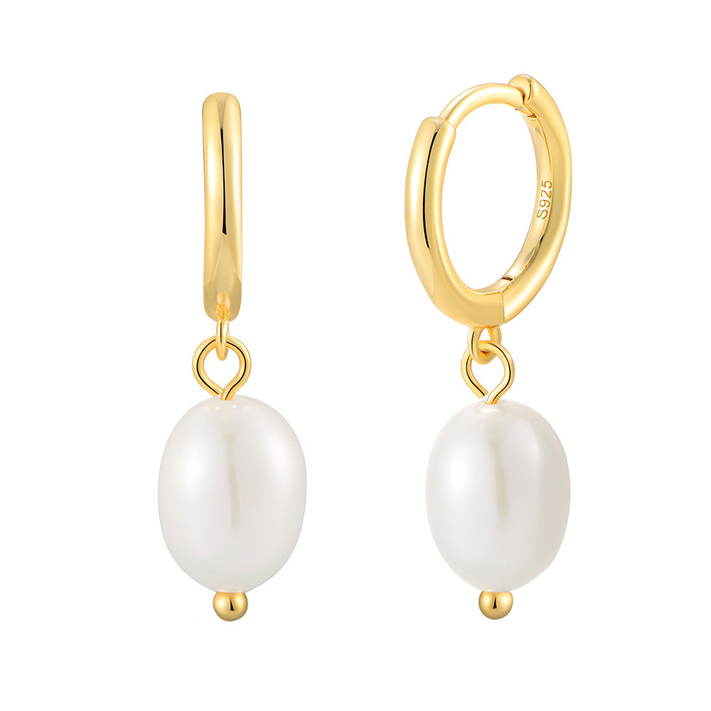 Sterling Silver Elegant Pearl Studs for Women, High-End Chic Versatile Accessory