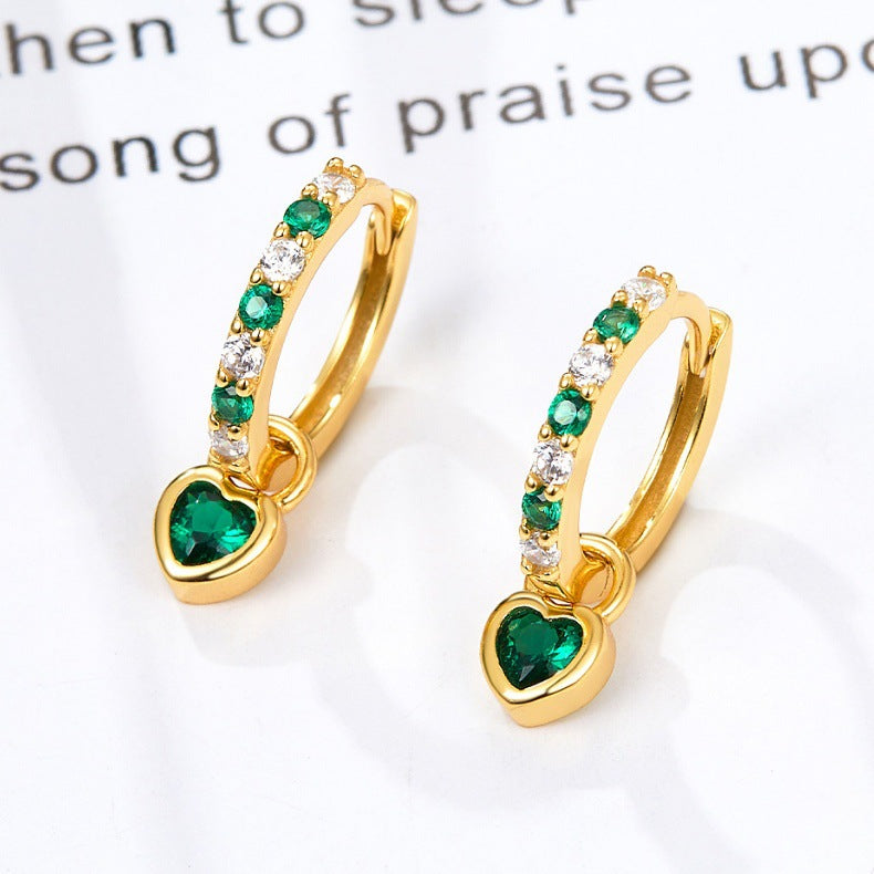 Color Zircon Heart Ear Cuffs - S925 Silver Dopamine Jewelry