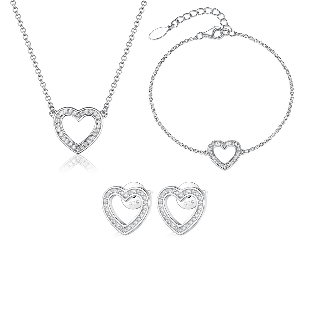 Heart Jewelry Set - 925 Silver Minimalist Light Luxury for Women