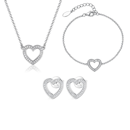 Heart Jewelry Set - 925 Silver Minimalist Light Luxury for Women