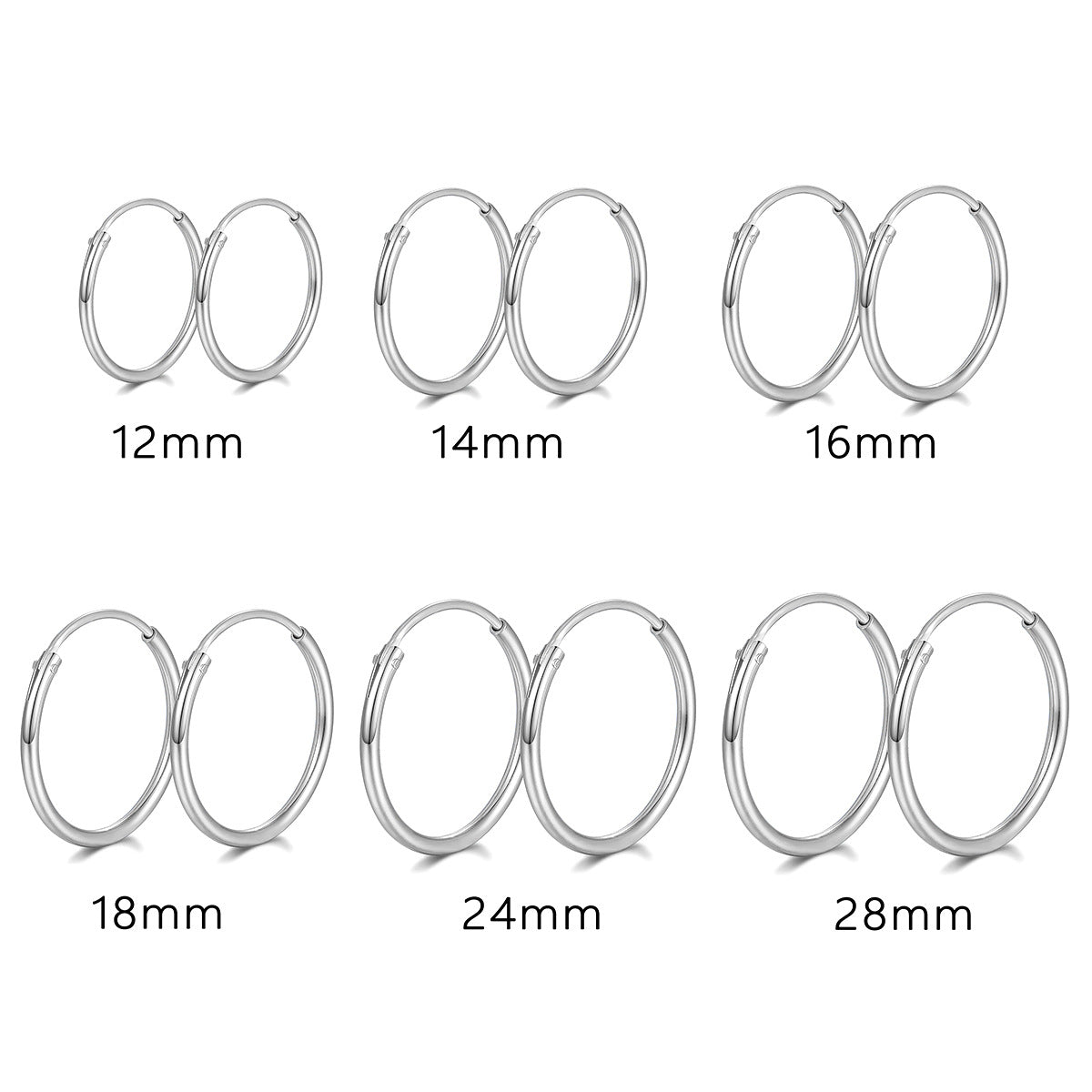 Polished Circle Earrings - 925 Silver Hoop Ear Cuffs Trending