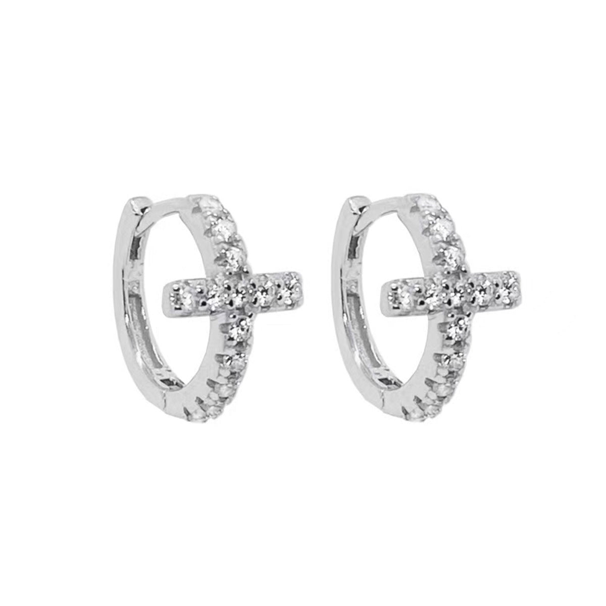 Cross Ear Cuffs - S925 Sterling Silver Dense Zircon Punk Retro Accessories