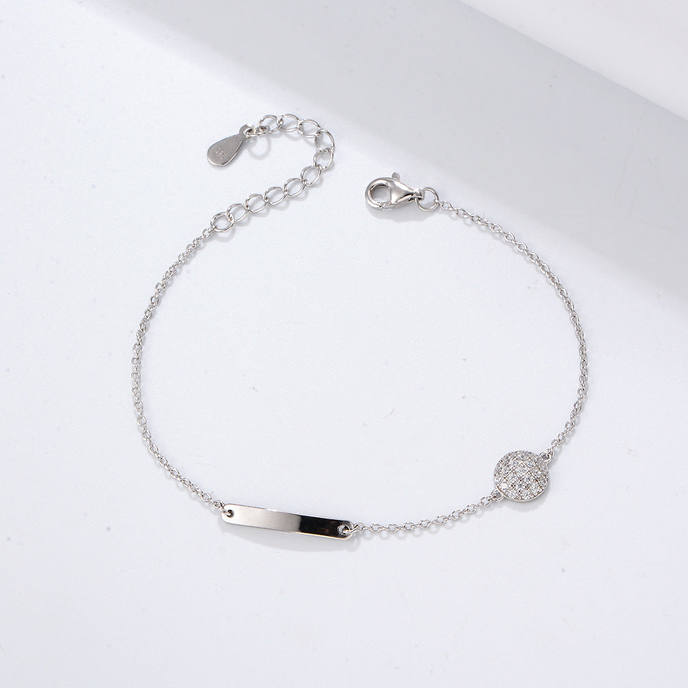 Sterling Silver Chic Geometric Bar Link Bracelet for Women, High-End Versatile Hand Jewelry