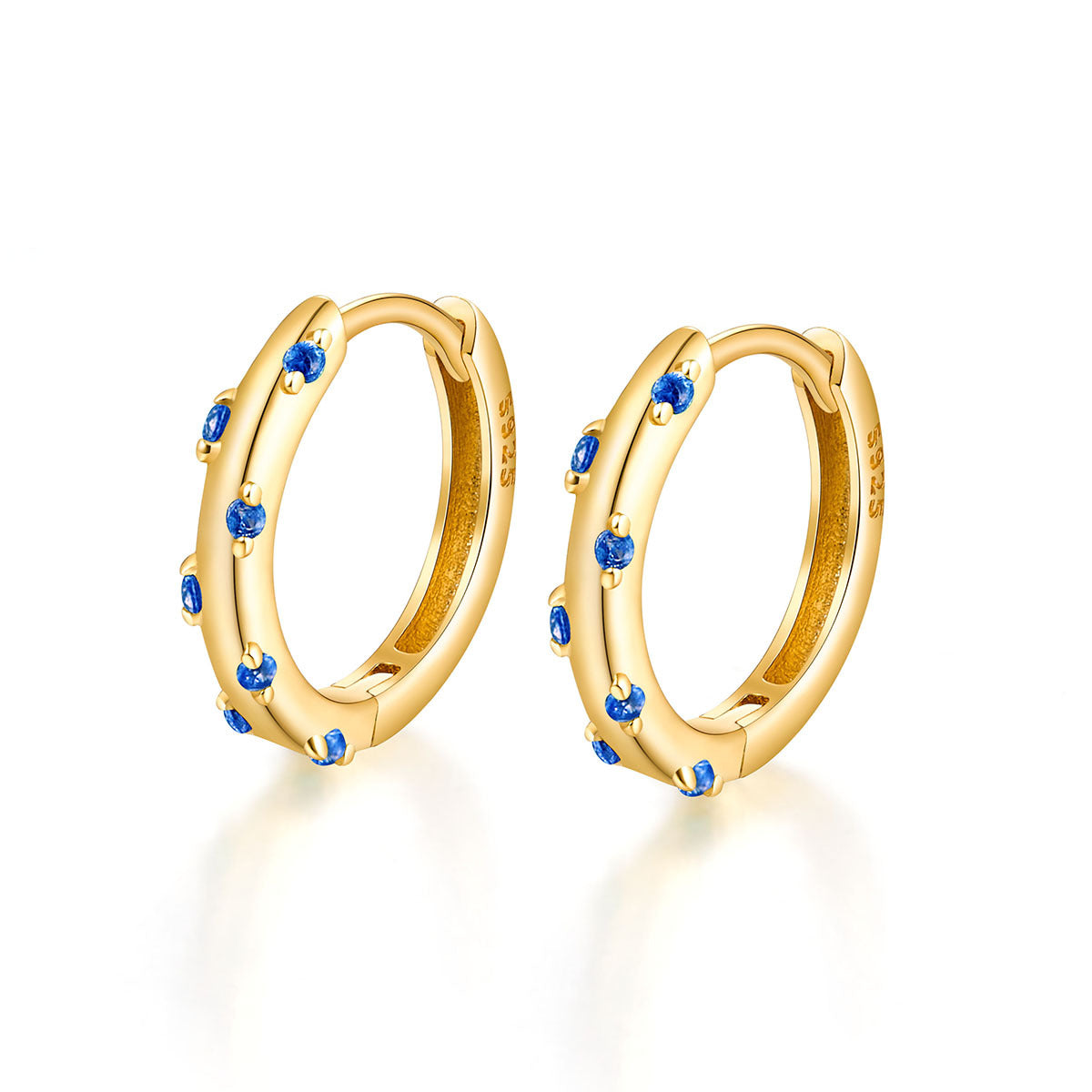 Colored Zircon Hoop Earrings - S925 Silver Modern European Factory Jewelry