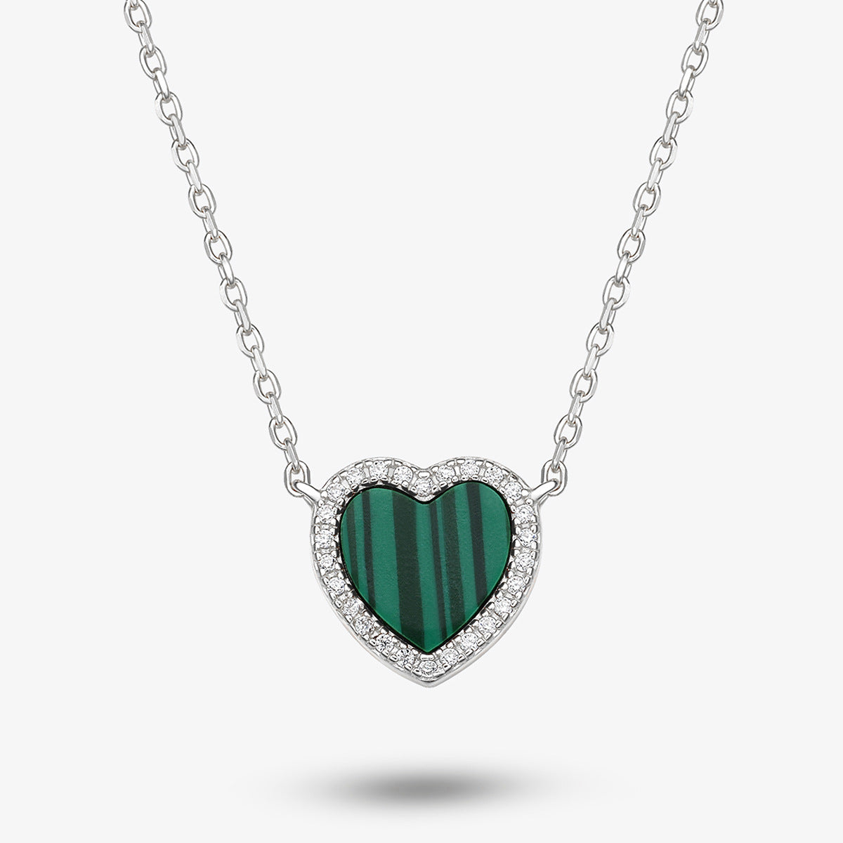 Love Necklace & Earrings Set - Sterling Silver Malachite Valentine's Gift for Her