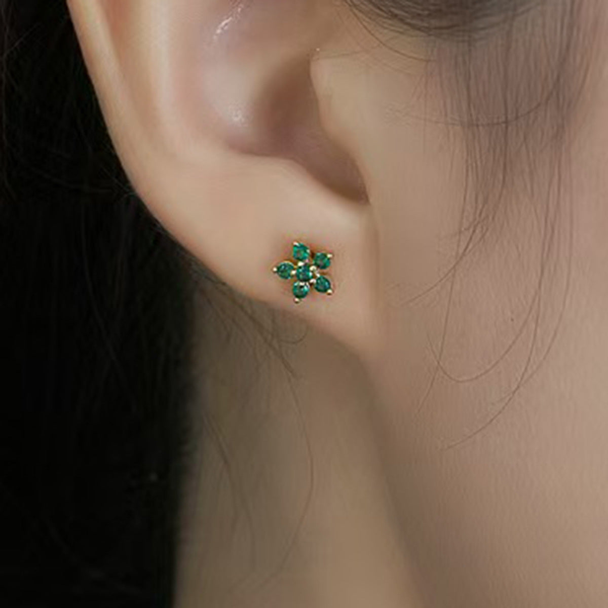 Plum Blossom Earrings - S925 Silver Sweet Diamond Petal Studs