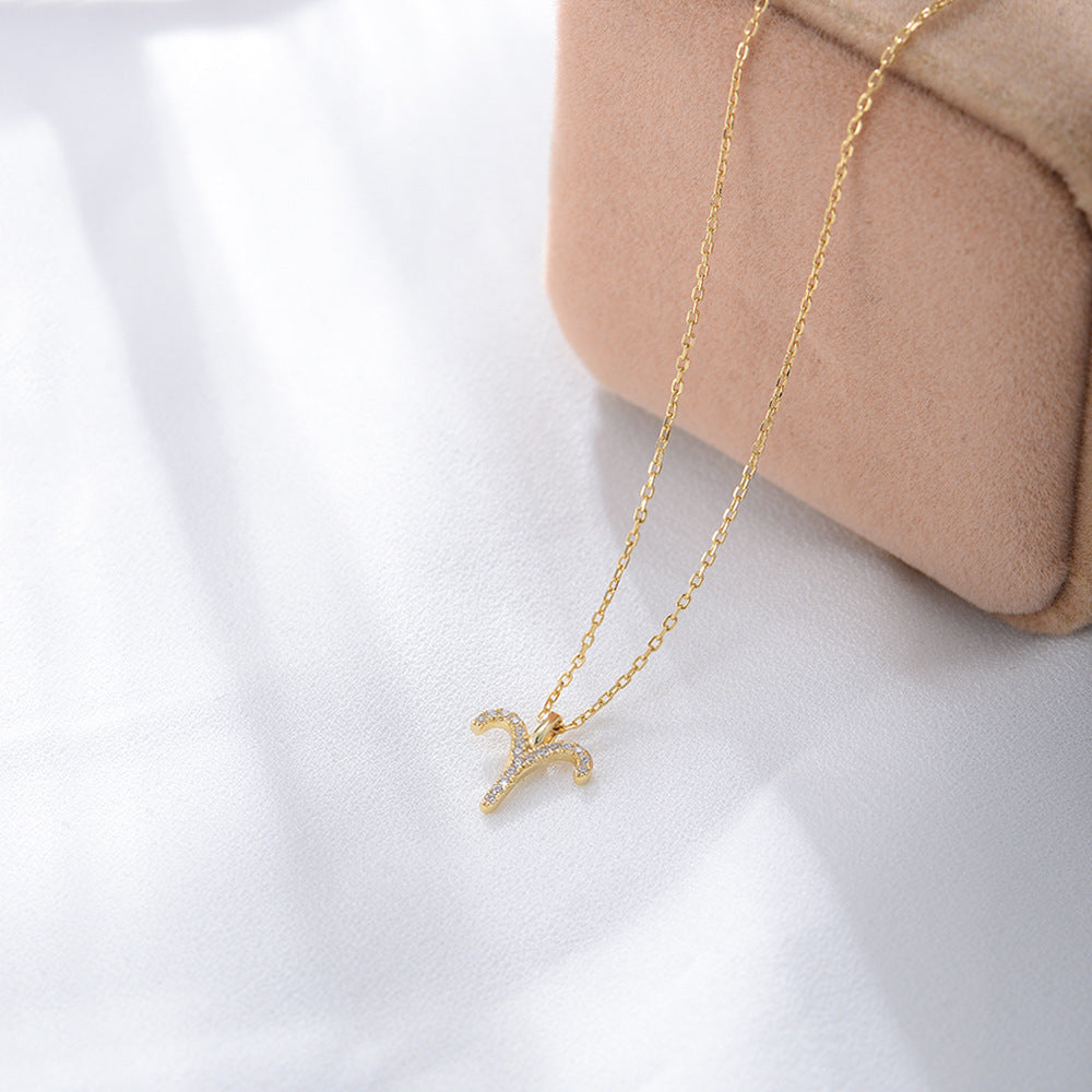 925 Sterling Silver Twelve Zodiac Diamond Pendant Necklace, Fashionable Viral Wish Amazon Hot Selling Jewelry