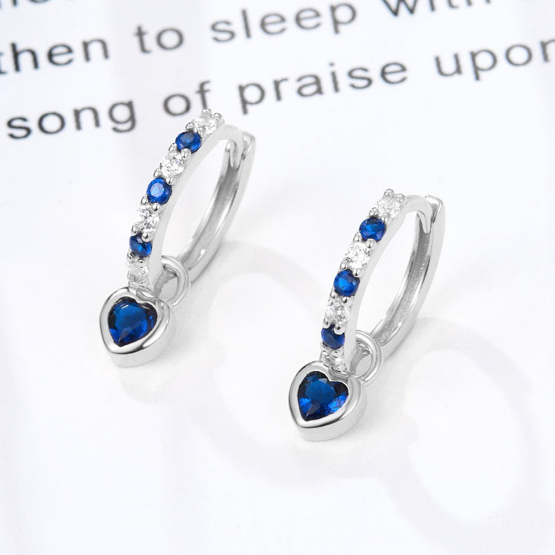 Color Zircon Heart Ear Cuffs - S925 Silver Dopamine Jewelry