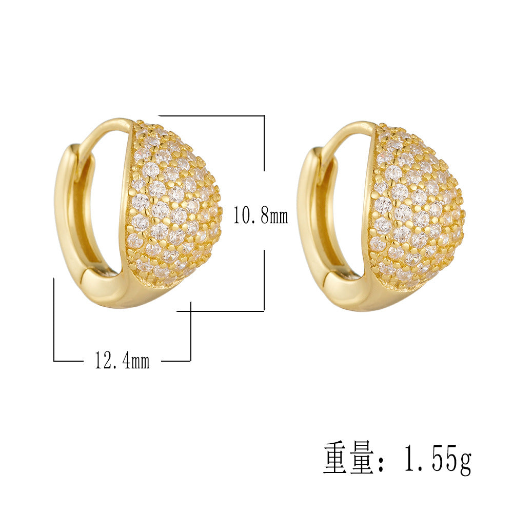925 Sterling Silver Small Hoop Earrings, Full Pave Zirconia Huggie Hoops for Women, Luxury Geometric Round Ear Buckles, Hypoallergenic Fine Jewelry