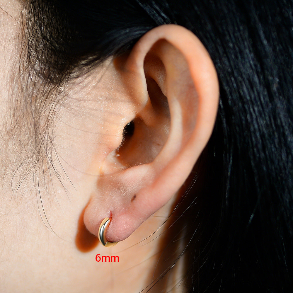 925 Sterling Silver Minimalist Sleek Hoop Earrings, High-End Light Luxury Plain Circle Jewelry