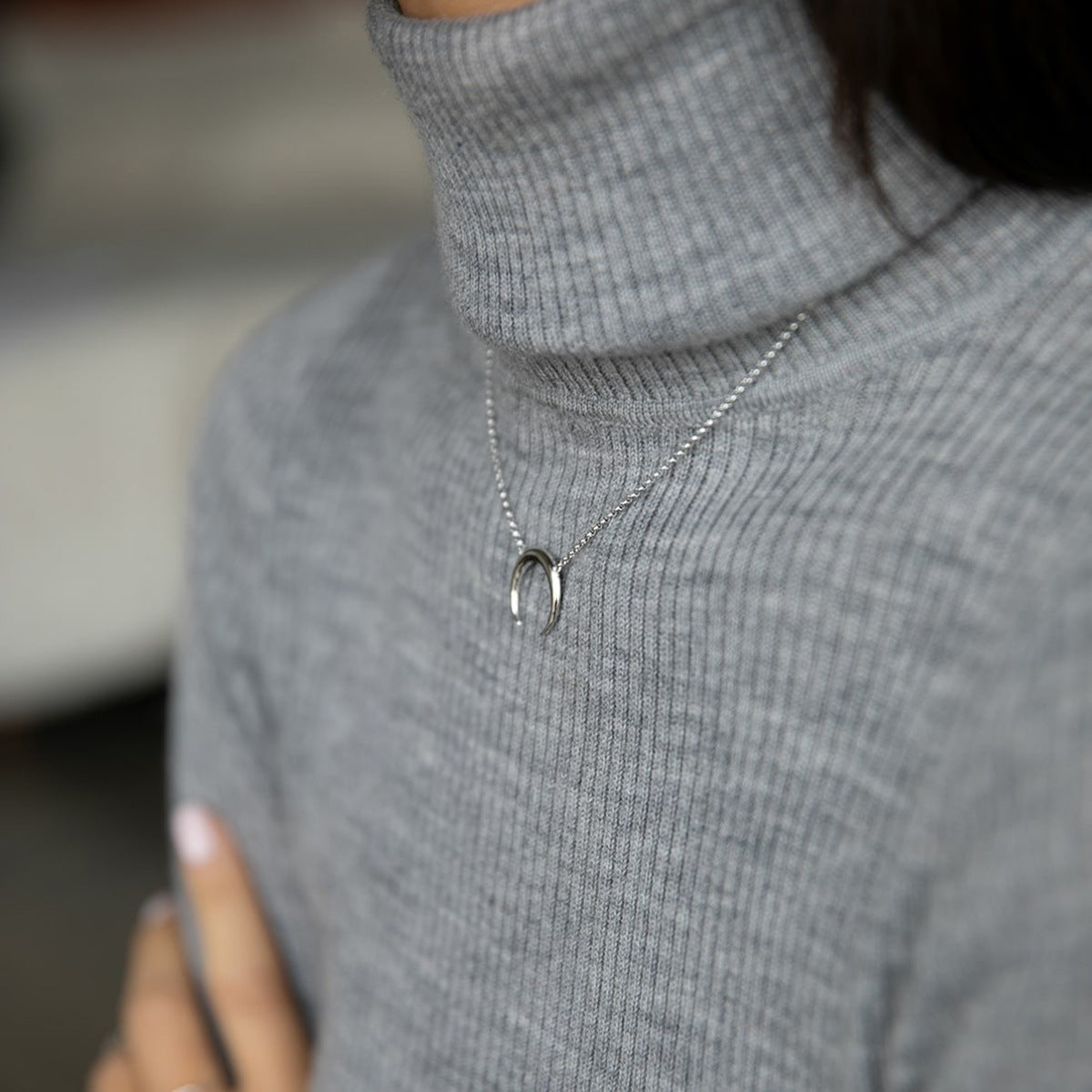 Moon Zircon Necklace - 925 Silver Light Luxury Layering Chain