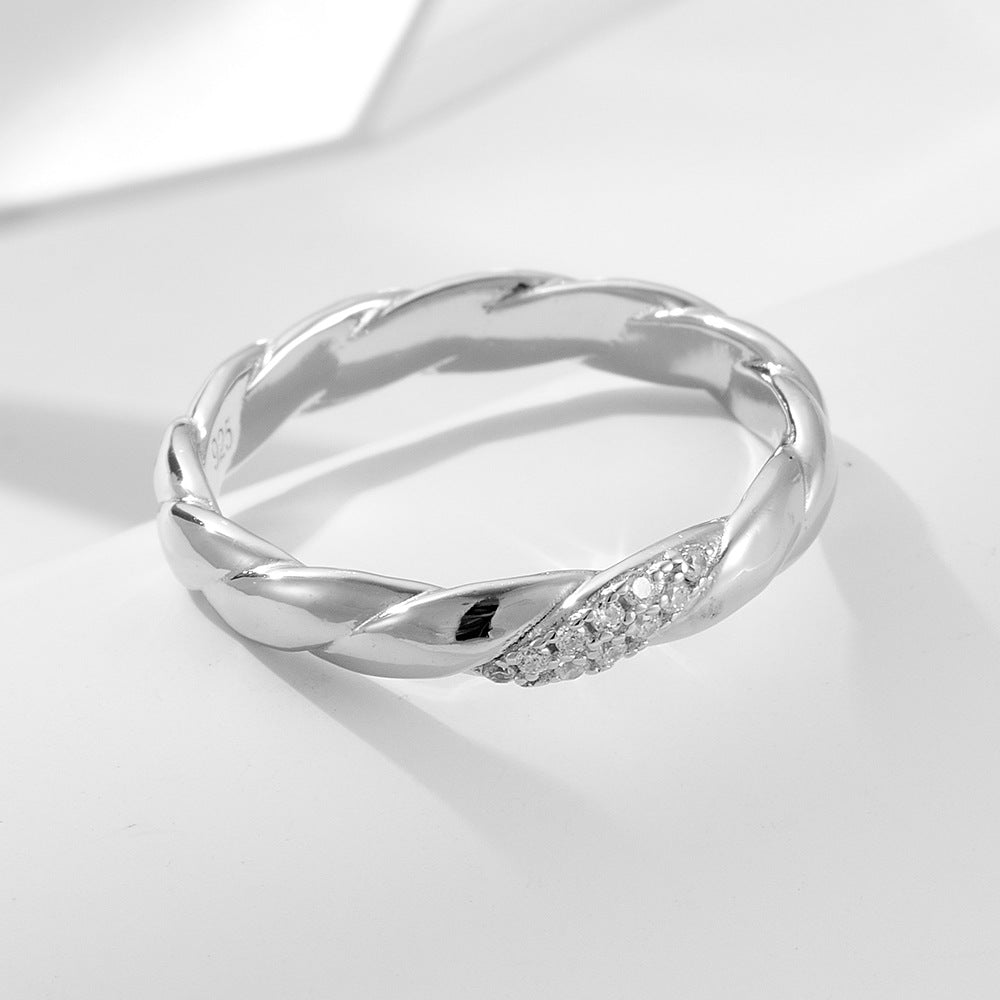 S925 Silver Retro Braided Wide Band Ring - Unique Chic Aesthetic Hand Jewelry
