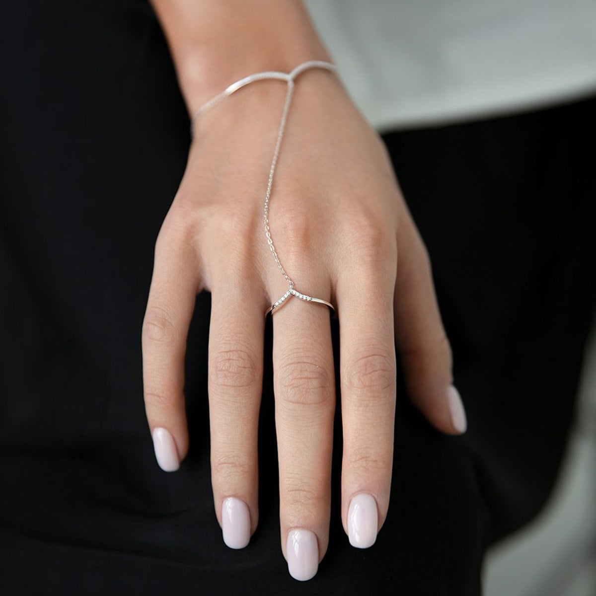 Zircon Finger Chain - 925 Silver Minimalist Light Luxury Jewelry