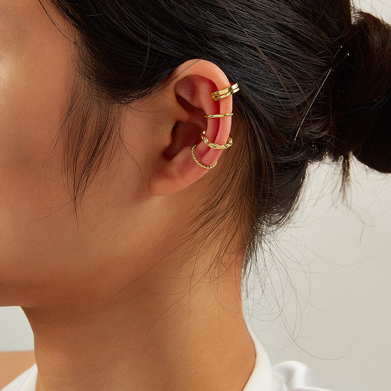 French Twist Ear Clips - 925 Silver No Piercing Earrings