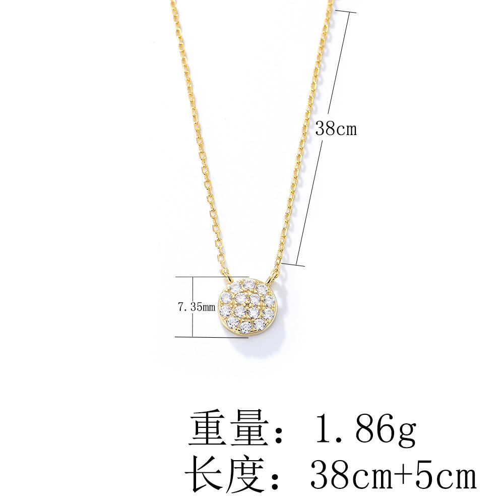 925 Sterling Silver Classic Round Zirconia Pendant Necklace, Minimalist Jewelry