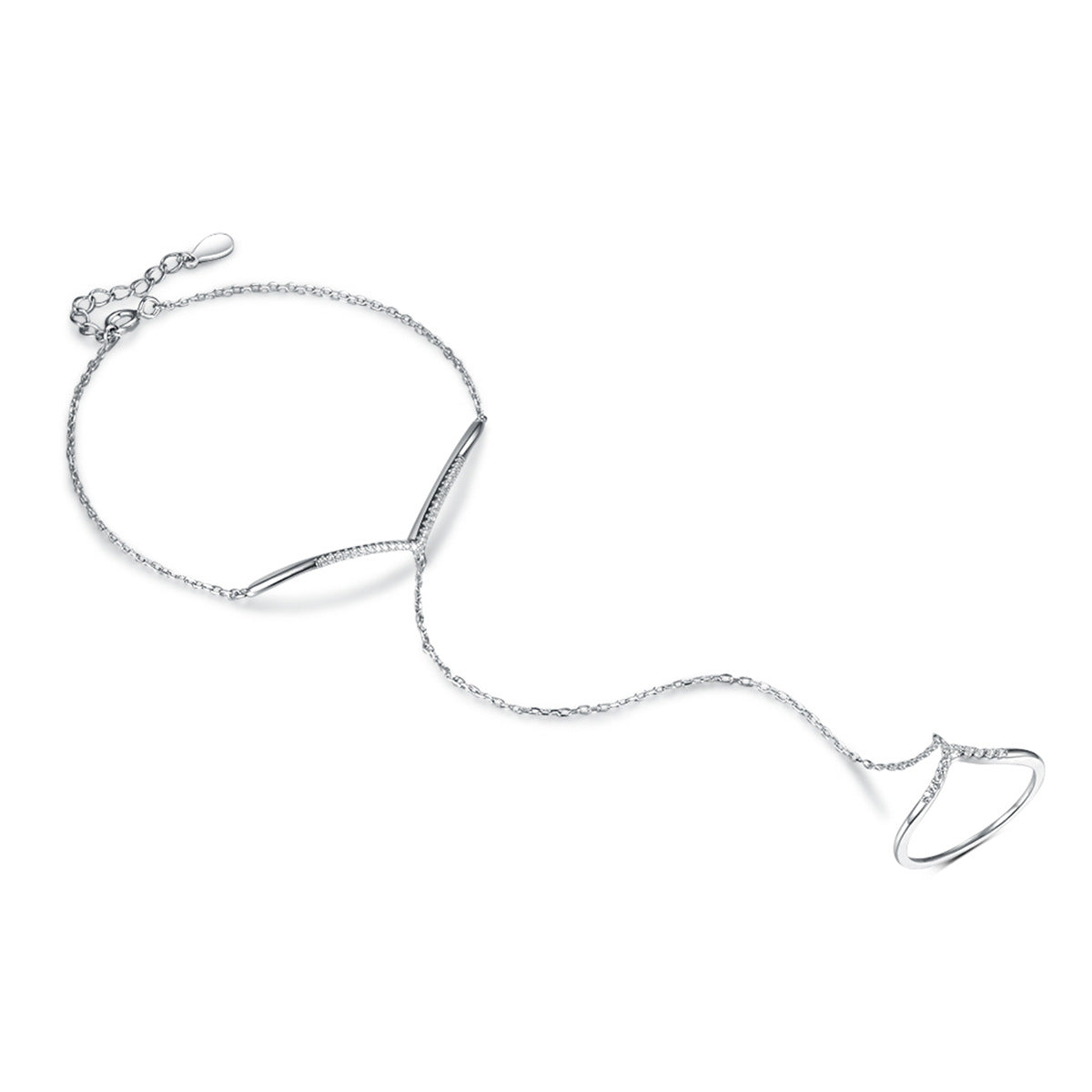 Zircon Finger Chain - 925 Silver Minimalist Light Luxury Jewelry