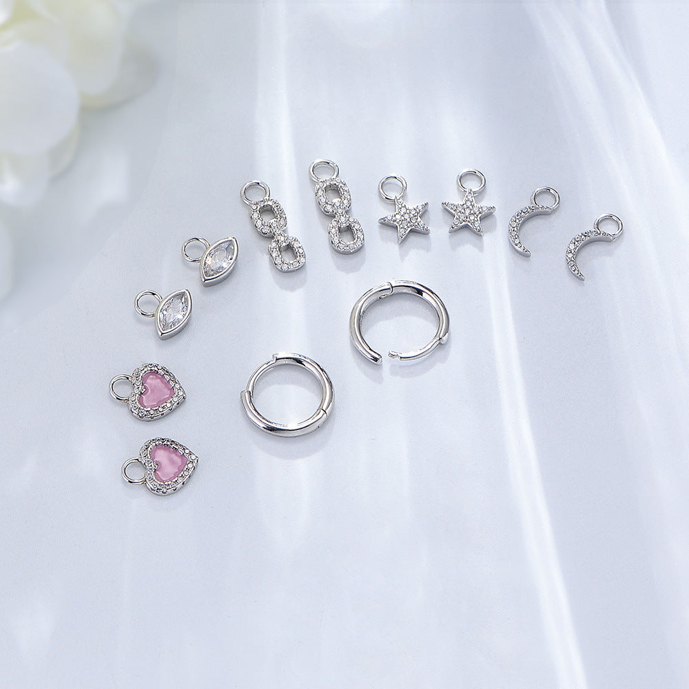 S925 Silver Minimalist Earring Combination - Sparkling Zirconia Set for Women