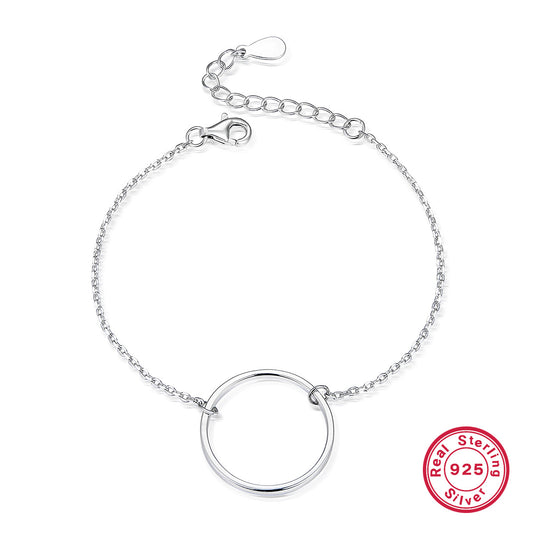 Polished Circle Bracelet - 925 Silver Minimalist Light Luxury Chain