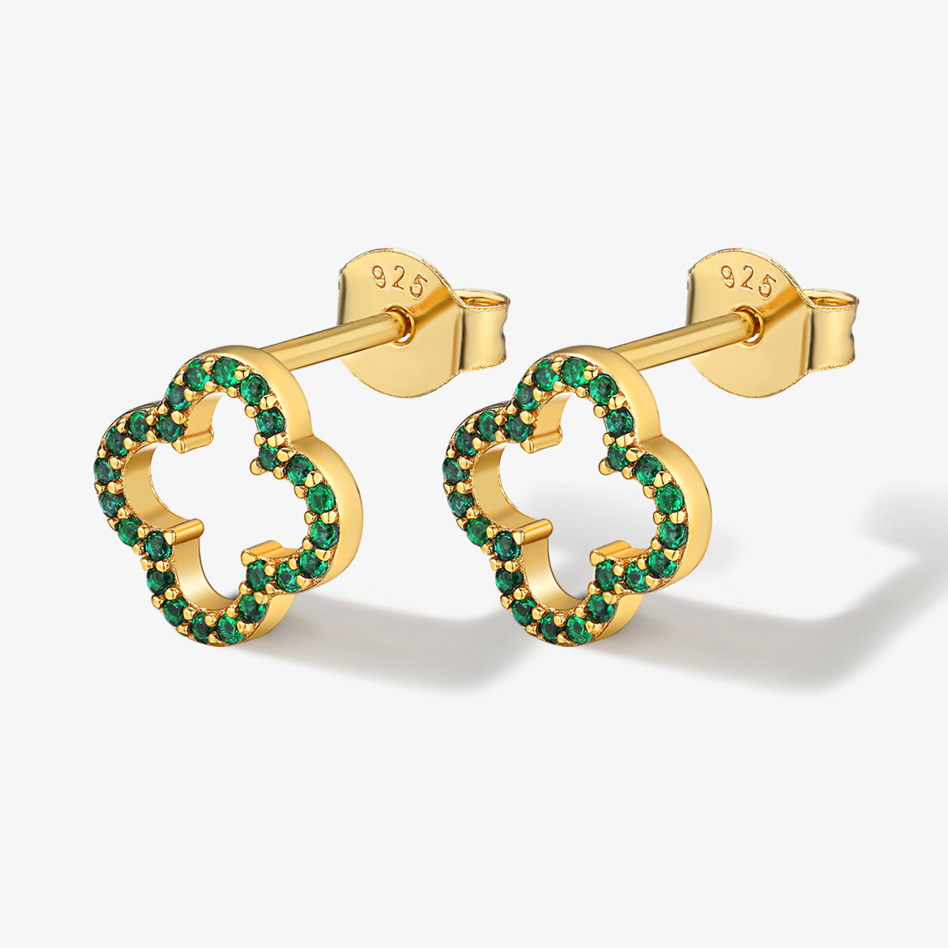 Hollow Clover Earrings - 925 Silver Diamond Niche Studs
