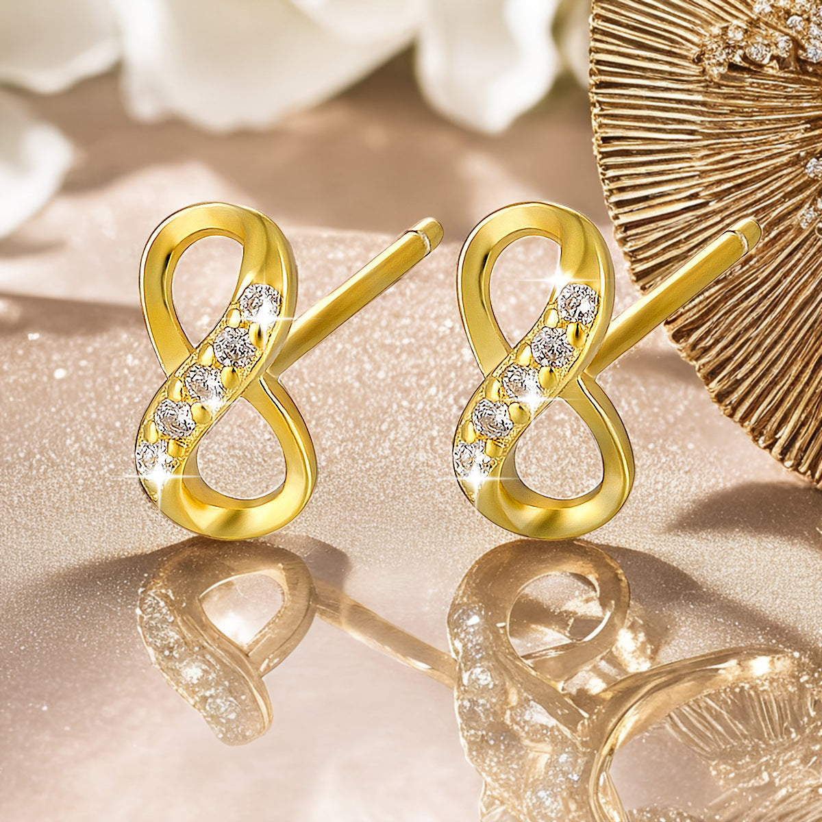 Infinity Zircon Studs - 925 Silver Minimalist Light Luxury Wholesale