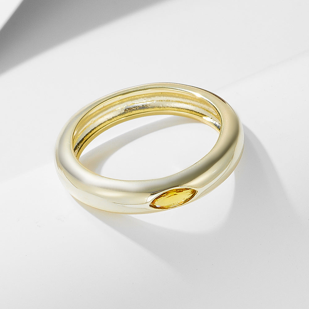 S925 Silver Yellow Crystal Sparkling Ring - Unique Modern Aesthetic Finger Jewelry
