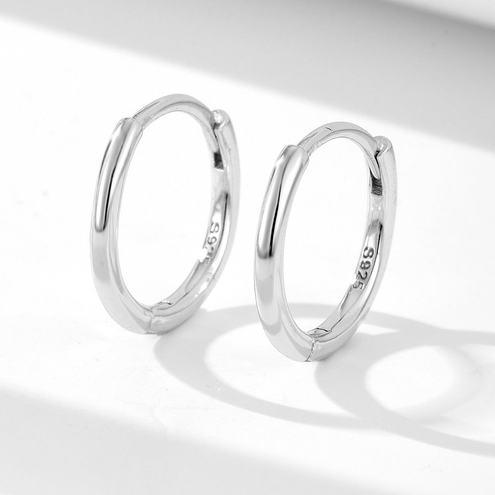 925 Sterling Silver High-End Hoop Earrings, 14K Gold Plated Sleek Minimalist Ins Style Jewelry