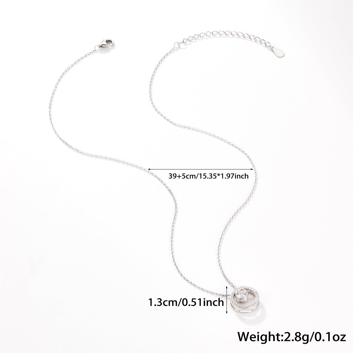 Zircon Circle Necklace - S925 Sterling Silver Versatile Beaded Collarbone Chain