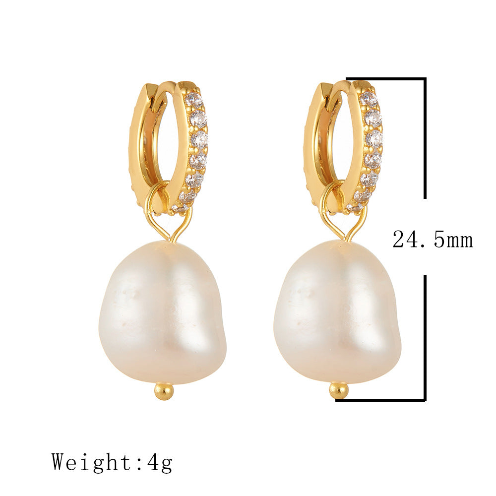 S925 Silver Natural Freshwater Pearl Dangles - Modern Aesthetic Baroque Accessory