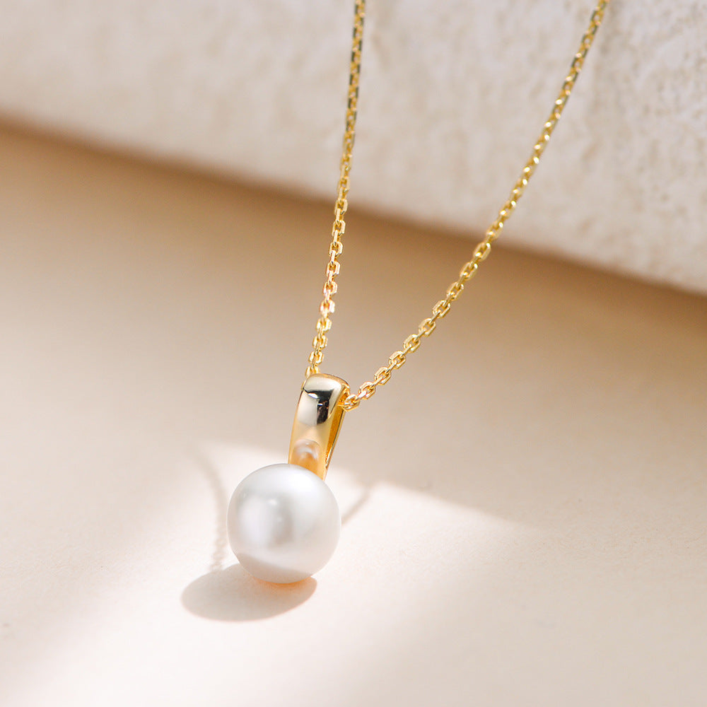 925 Sterling Silver Natural Freshwater Pearl Pendant Necklace, Light Luxury Ins Style Jewelry