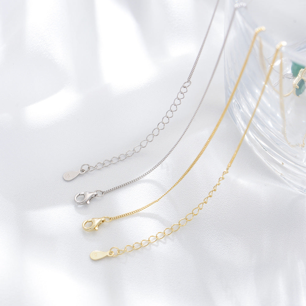 925 Sterling Silver Square Emerald Zirconia Necklace, Minimalist High-End Design Jewelry
